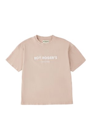 T-shirt beige in cotone a maniche corte con scritta bianca "ROY ROGER'S EST. 1952" centrata sul davanti e scollo rotondo.