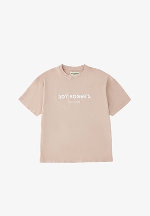 T-shirt beige in cotone a maniche corte con scritta bianca "ROY ROGER'S EST. 1952" centrata sul davanti e scollo rotondo.