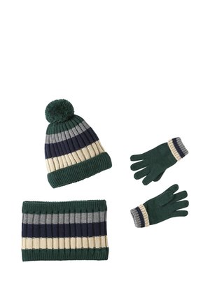 Vertbaudet, VERTBAUDET JUNGEN SET: MÜTZE, SNOOD UND HANDSCHUHE GESTREIFT - Beanie - grün