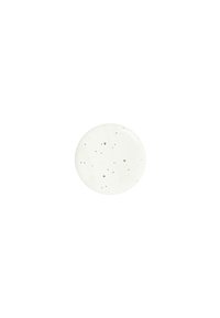 Piatto in ceramica rotondo di un bianco lucido con macchie nere. Texture liscia, design minimalista, senza hardware o dettagli visibili.