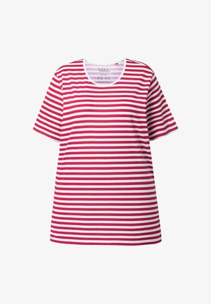 Červeno-bílé pruhované tričko s krátkým rukávem, kulatým výstřihem a volným střihem. Vyrobené z měkké bavlněné látky.