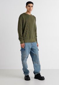 GAP OVERSIZED PLAITED CREW - Strickpullover - olive green