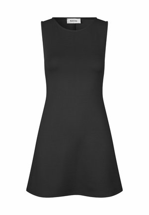 Abito nero senza maniche con scollo rotondo e silhouette a gonna svasata, etichettato con il nome del marchio "Modström."