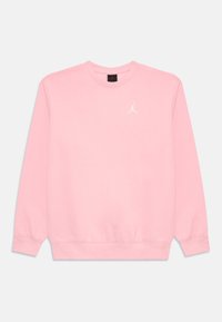 Rosa genser med lange ermer og hvit Jumpman-logo på venstre bryst.