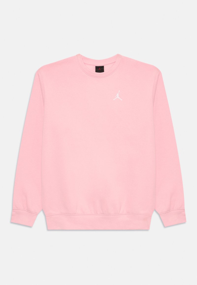 Rosa genser med lange ermer og hvit Jumpman-logo på venstre bryst.
