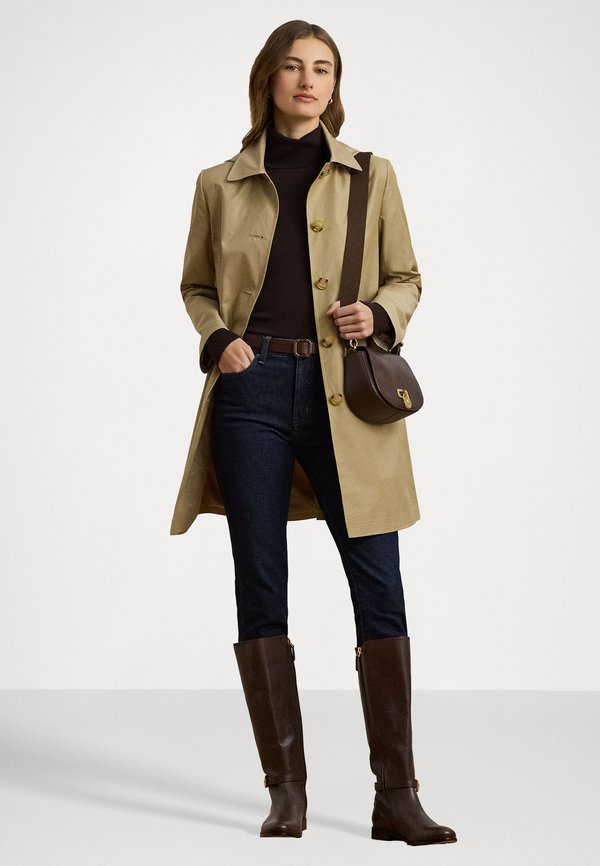 HOODED COTTON BLEND BALMACAAN COAT - Short coat - birch tan2