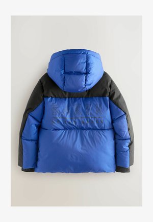 Sinine puhkpusa musta kapuutsi ja varrukatega. Omab tikkimata tekstuuri ja halli logot "BAKER BY TED BAKER" seljal.