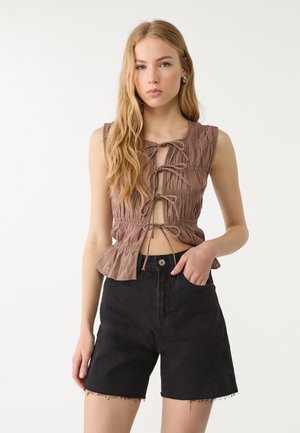 LONGLINE - Denimshorts - black denim