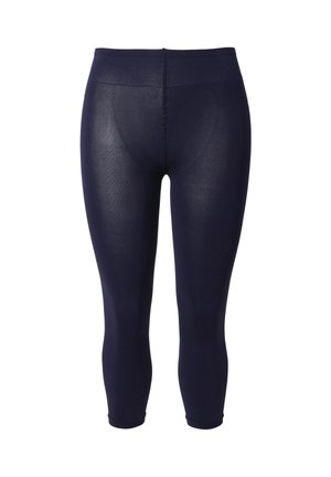 Leggings cropped color blu navy con una vita alta e un tessuto liscio ed elastico in un colore uniforme.