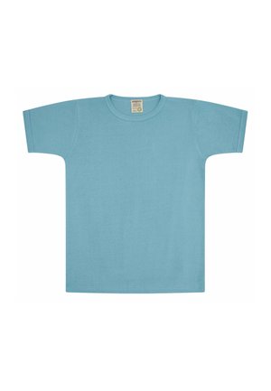 T-shirt azzurro chiaro a maniche corte realizzato in un tessuto morbido. Presenta un collo rotondo e un design semplice, privo di decorazioni.