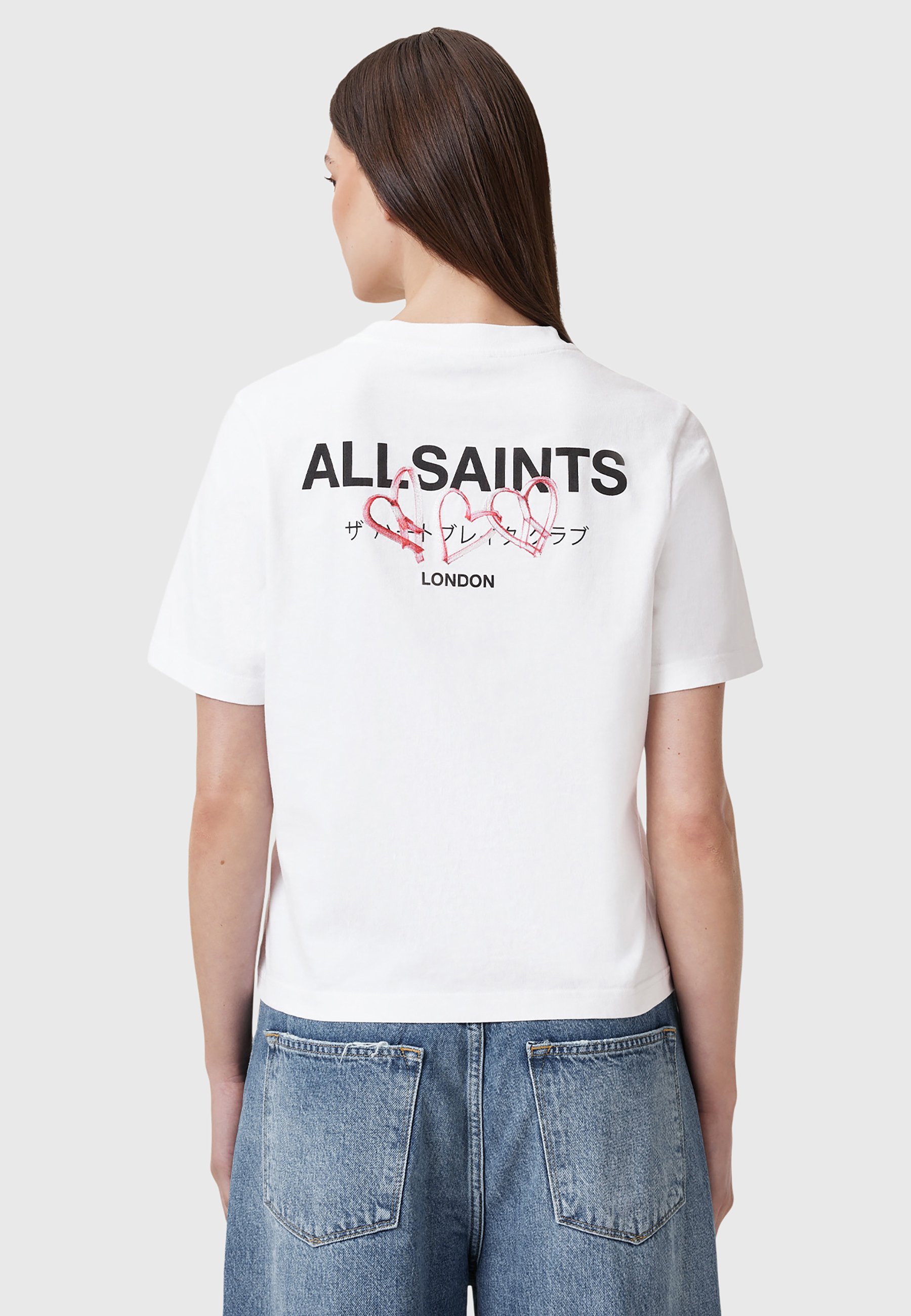オールセインツ AllSaints Heart Lisa Tee レディース シャツ トップス Optic White AllSaints Amoré Lisa Heart Embroidered Cotton Graphic T