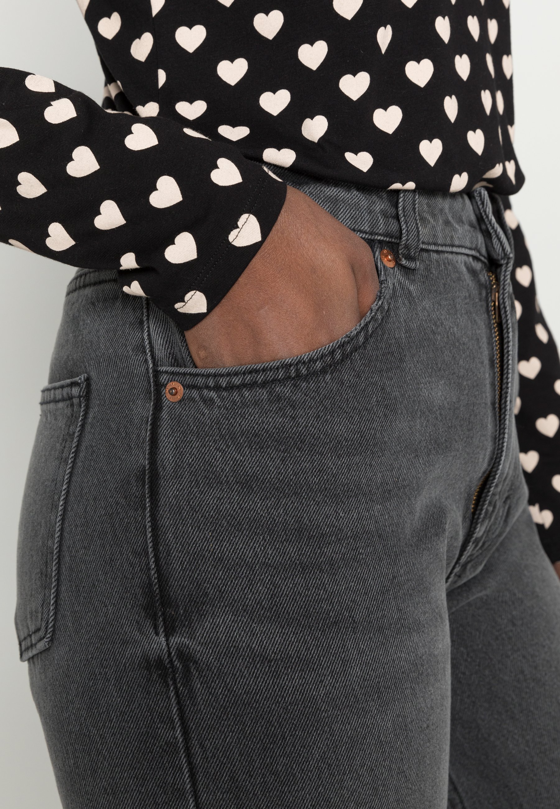 Monki YOKO - Relaxed fit jeans - black dark/zwart - Zalando.be