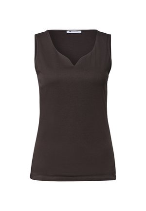 Street One, BASIC TOP MIT HERZAUSSCHNITT - Top - espresso brown
