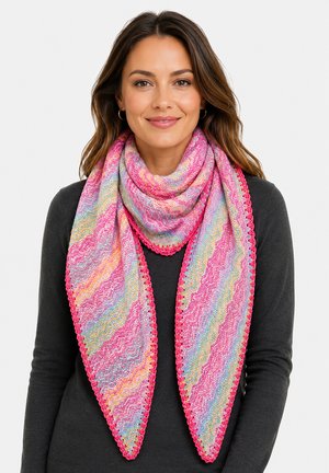 Faera, LEICHTER DREIECKSSCHAL ZICKZACKMUSTER ZIERKANTE MODISCH - Foulard - pink