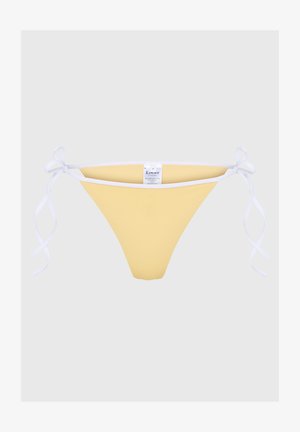 Gul bikini bund lavet af ribbet stof med hvide snorebånd i hver side. Har et sømløst design og et mærke på bagsiden.