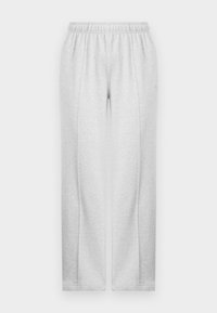 Grå joggebukser med elastisk midje, rette ben og subtile sidesømmer. Laget av myk, lett stoff. Minimalistisk design.