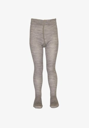 Grå strikkede strømpebukser med en blød tekstur, ribbet talje og sømløst fodområde, der er velegnede til forskellige outfits og anledninger.