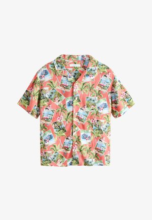 Next REGULAR FIT - SHORT SLEEVE REVERE COLLAR SHIRT . - Hemd - peach pink postcard all over print