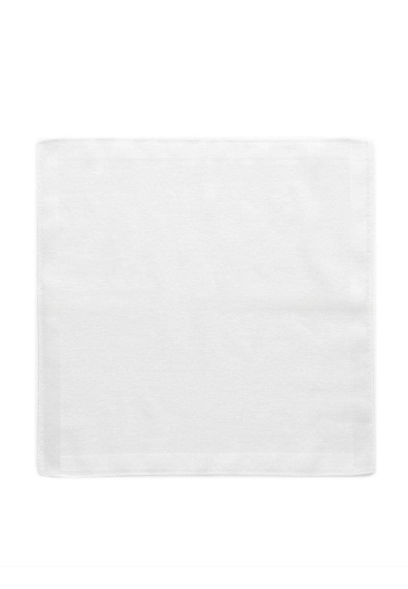 Vit rektangulär underlägg med en mjuk yta och rena kanter, med ett fint vävmönster, lämplig för bordstabletter.