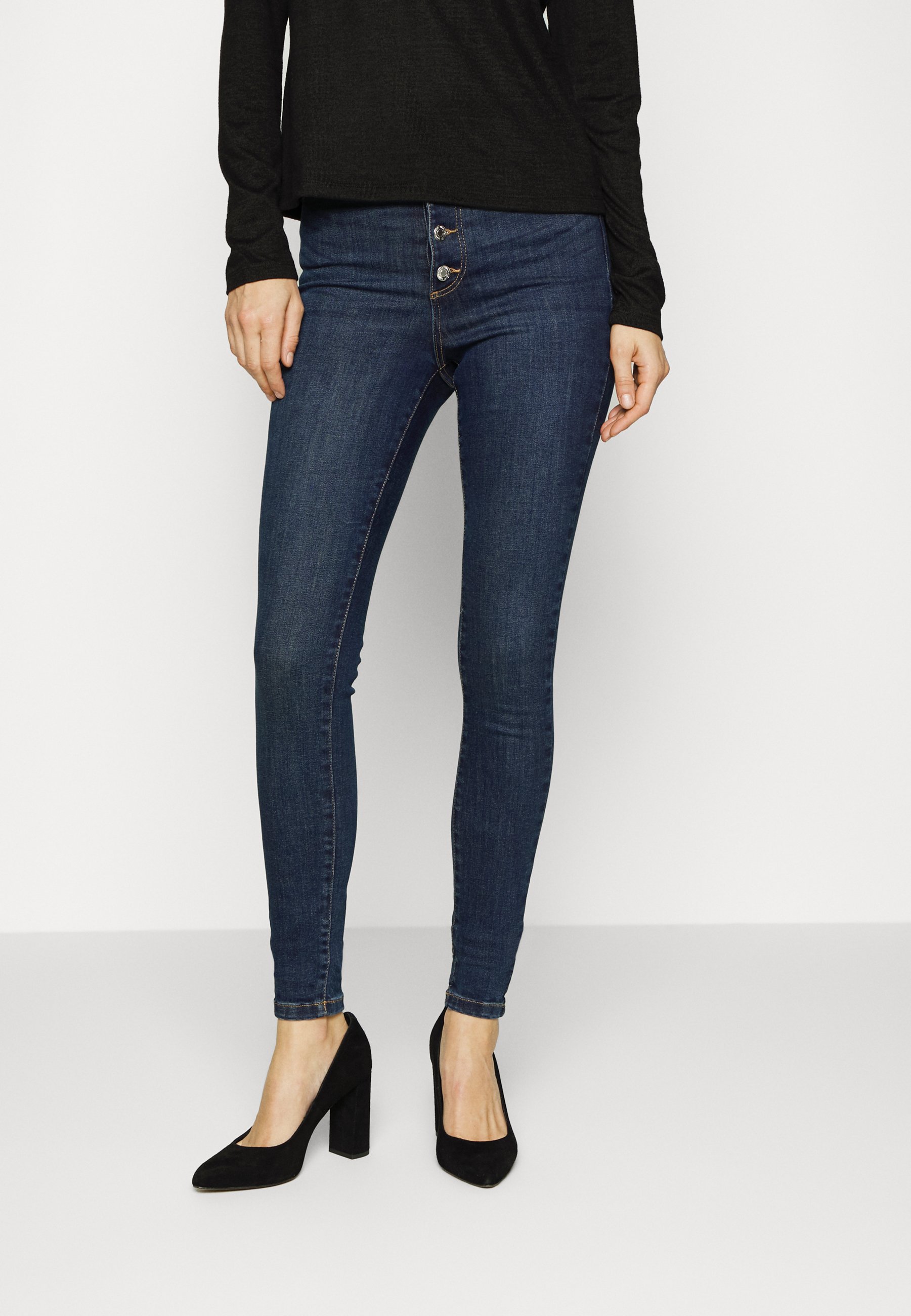 Vero Moda Tall VMLOA BUTTON - Jeans Skinny Fit - dark blue denim/dark blue  - Zalando.co.uk