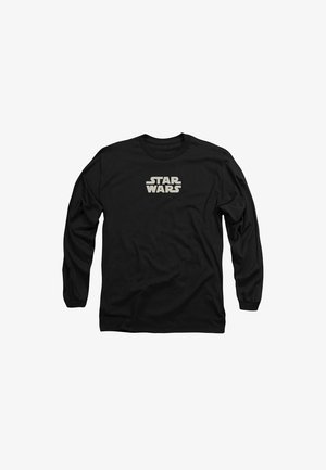 Black long-sleeve t-shirt made of cotton, featuring a bold, white "STAR WARS" logo in a stylized font on the front.