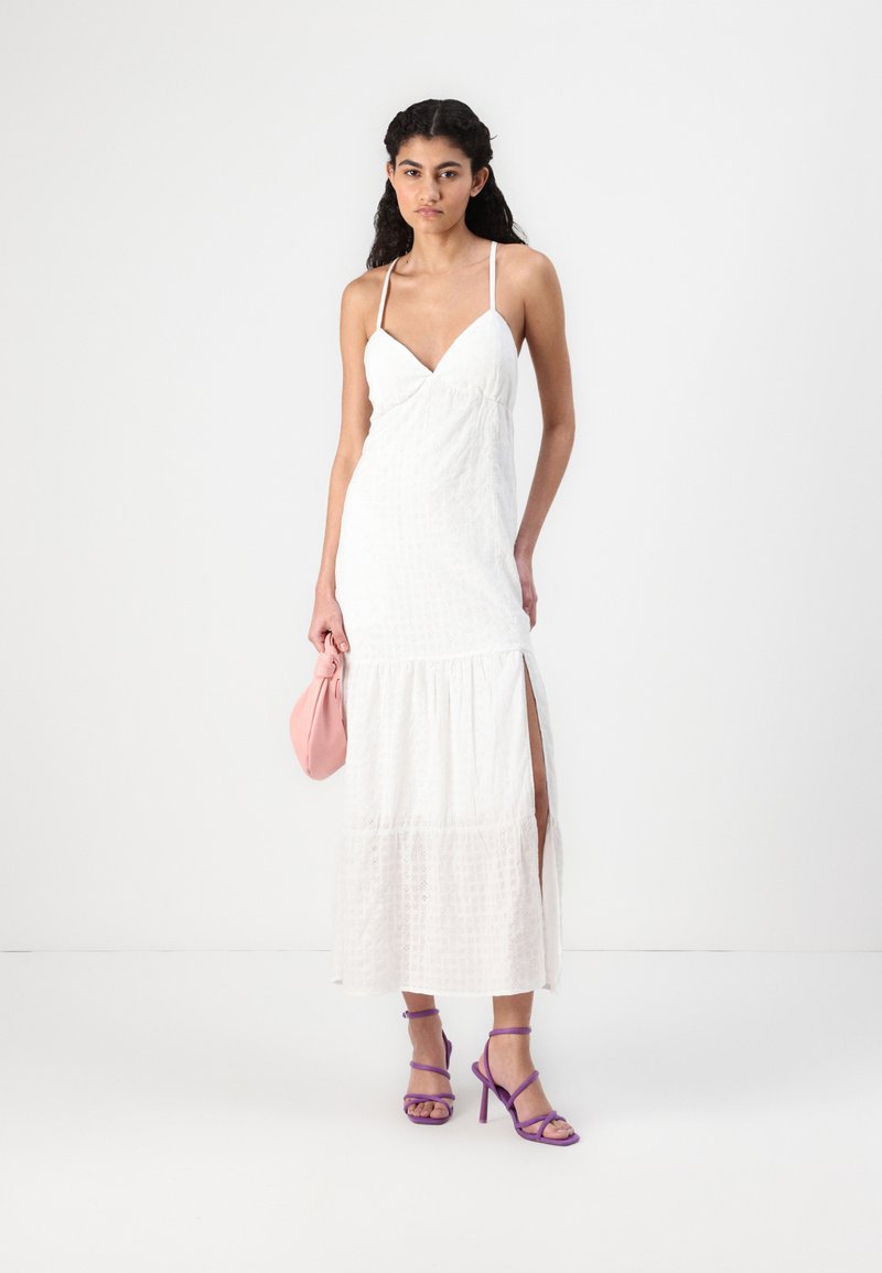 white overlay lace dress White Circle Lace Fringe Overlay Strapless Mini Dress main image 0