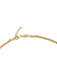 Bracciale in oro con catena a maglie intrecciate, dotato di una chiusura a moschettone e un ciondolo a forma di conchiglia decorativa. Lunghezza regolabile con catena di estensione.