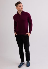 CASH-MERE STEHKRAGEN  - Cardigan - cranberry rot
