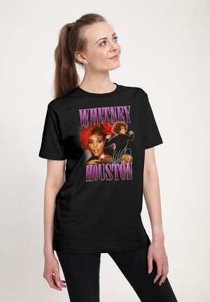 Henry Tiger WHITNEY HOUSTON SIGNATURE HOMAGE PINK TEXT - T-shirts print - black