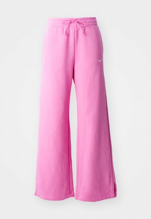 Roze wijde sweatpants gemaakt van zachte katoen, met een trekkoord in de taille en een klein wit logo aan de voorkant.