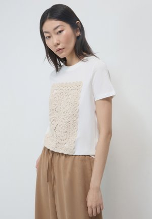 Calliope CON PASSAMANERIA - T-shirt con stampa - bianco lana