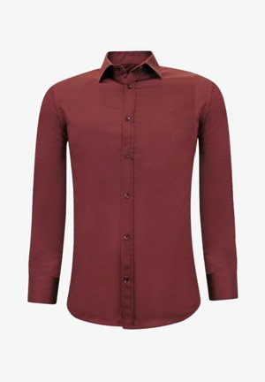 Local Fanatic SATIJN - Zakelijk overhemd - bordeaux/bord