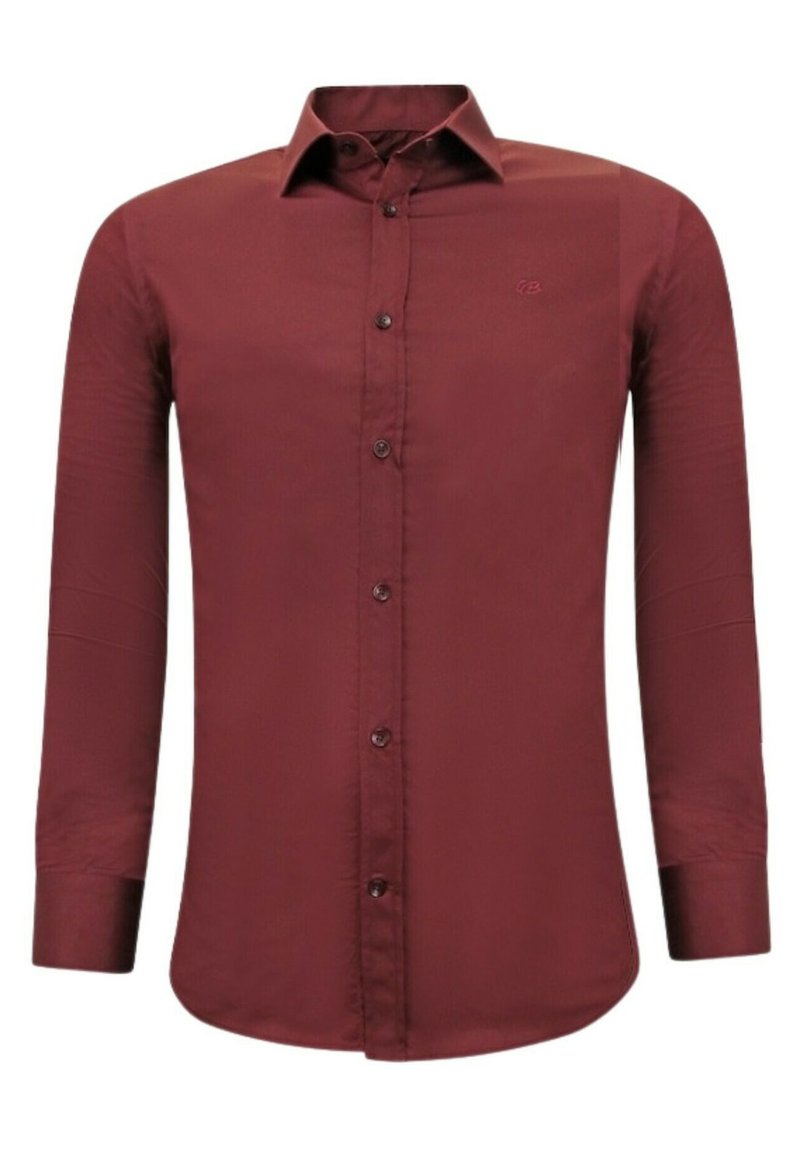 Local Fanatic SATIJN - Zakelijk overhemd - bordeaux/bord