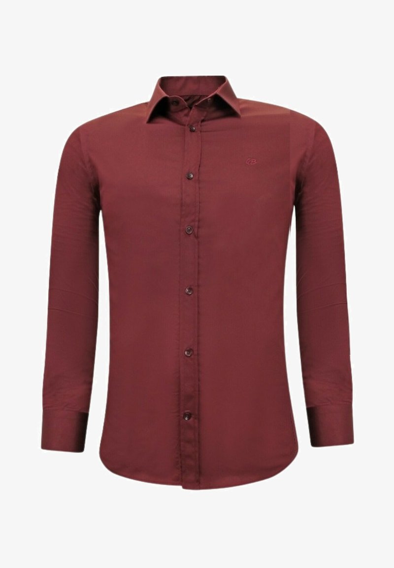 Local Fanatic SATIJN - Zakelijk overhemd - bordeaux/bord