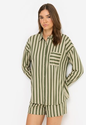 SHORTY SET - Pyjama set - dunkelgrün-gold gestreift