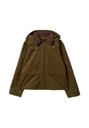 OVS, PARKA JACKET WITH HOOD AND RIBBED COLLAR - Chaqueta de entretiempo - olive green