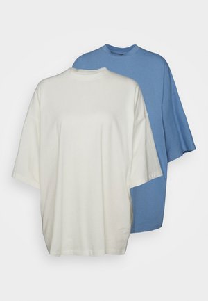 2 PACK DROP SHOULDER OVERSIZED - Basic T-shirt - cream/blue