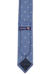 Blauwe gestreepte stropdas met kleine bloemmotieven. Gemaakt van gestructureerde stof met een gladde afwerking. Verfraaid met een "SUITABLE" label.