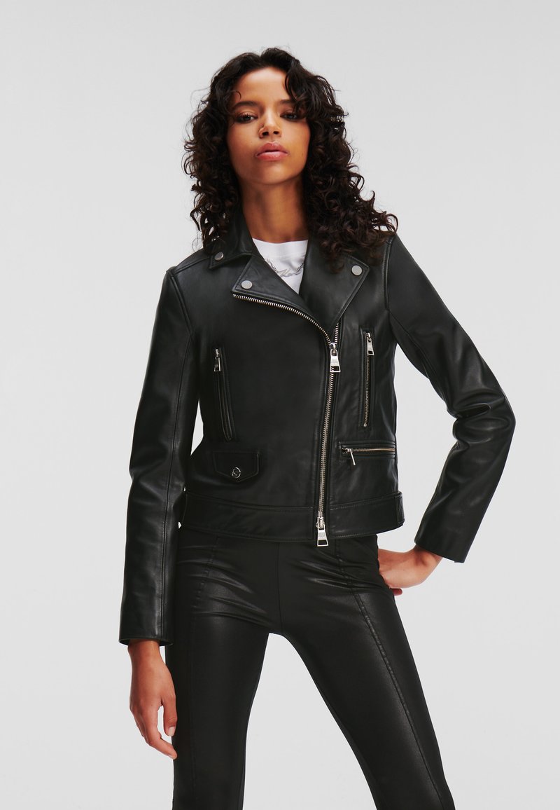 KARL LAGERFELD - BIKER JACKET - Nahkatakki - black, Suurenna