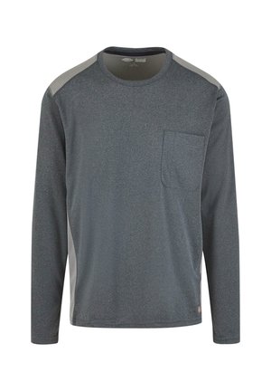 Hallide hall sleeves, tekstuuriga viimistlusega hall särk, millel on ees tasku ja võrkmaterjalist detailid õlgadel.