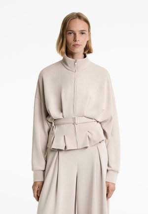 OYSHO BELTED WITH SOFT-TOUCH  - Strickjacke - mottled beige