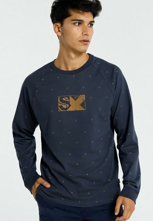 Six Valves SINGLE MINI PRINT LANGA - Long sleeved top - blau