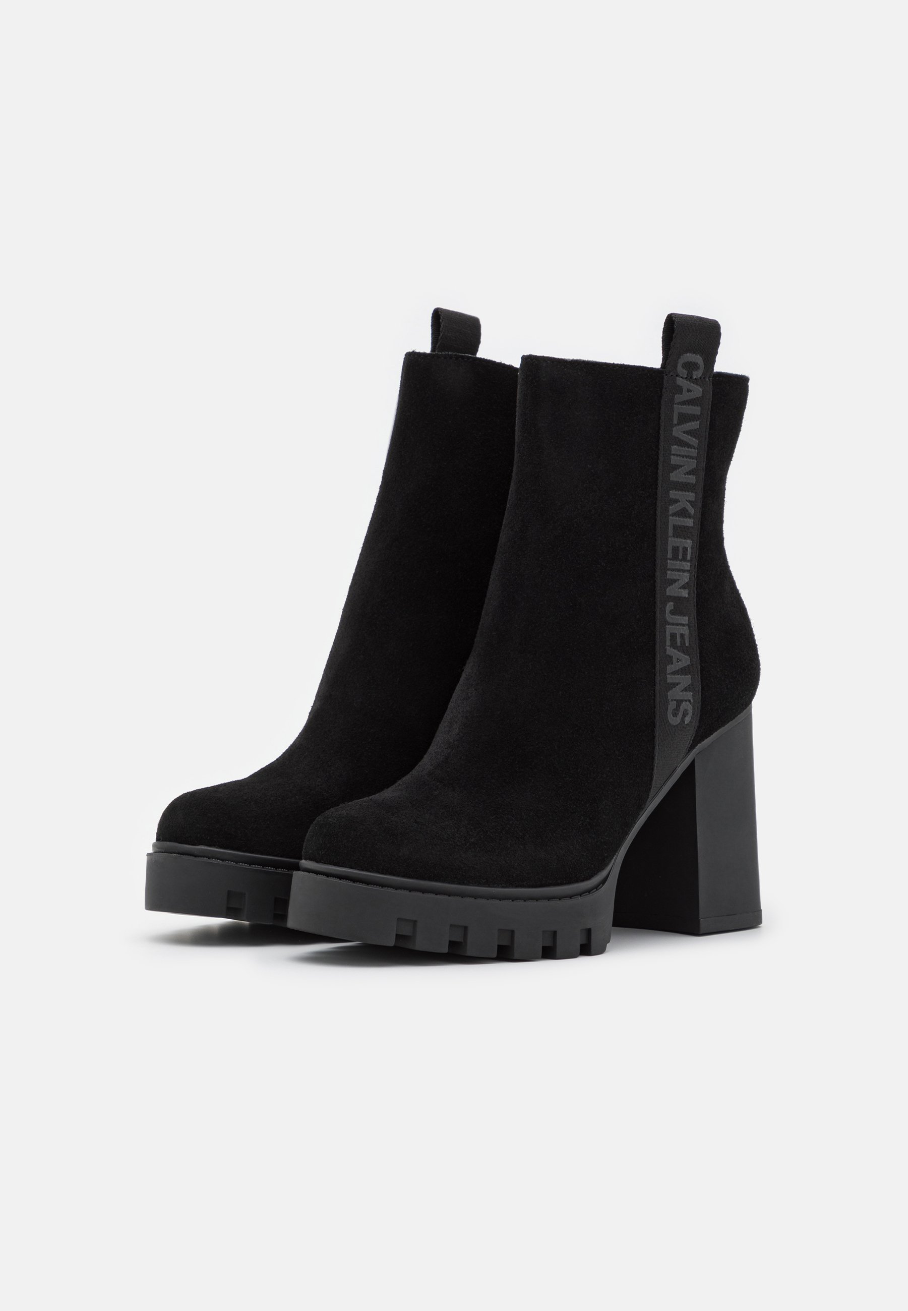 Calvin Klein Jeans PLATFORM MID TAPE ZIP - Enkellaarsjes met plateauzool -  black/zwart - Zalando.nl