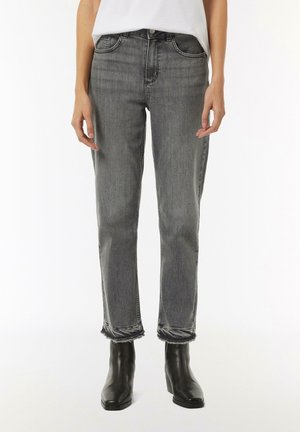 MIT GEFRANSTEM SAUM - Straight leg jeans - schiefergrau