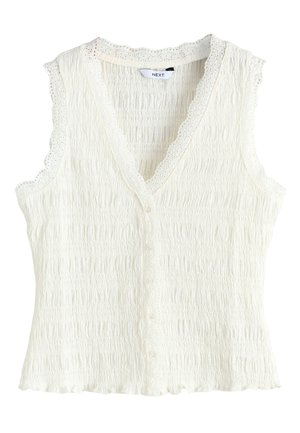 Next, REGULAR FIT - SLEEVELESS V-NECK TEXTURED WAISTCOAT  . - Topp - ecru