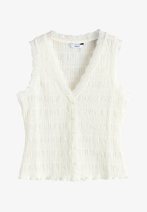 Next, REGULAR FIT - SLEEVELESS V-NECK TEXTURED WAISTCOAT . - Topp - ecru