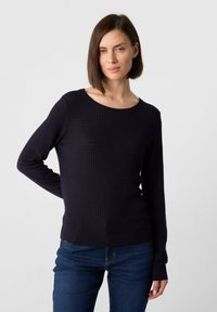 comma MIT ZOPFMUSTER - Strickpullover - navy