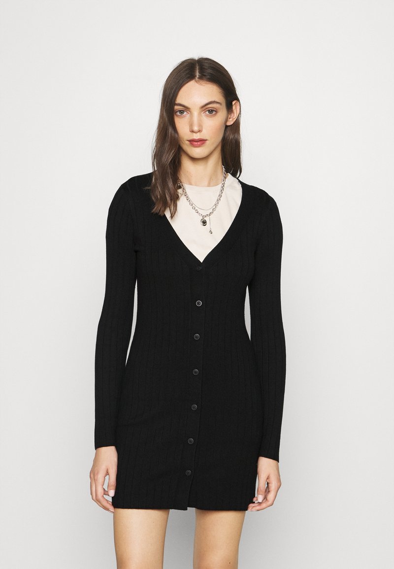 Abercrombie & Fitch BUTTON DEEP MINI - Vestido de malha - black