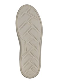 Talpa de pantof din cauciuc crem cu un model texturat de caneluri în zigzag și linii ridicate. Marcaj cu "Tamaris" și mărimea "37" pe lateral.
