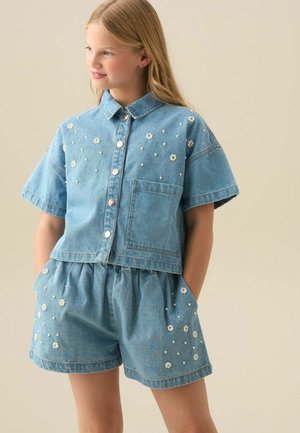 Angel & Rocket REGULAR FIT - ZETA EMBELLISHED DENIM SHORTS - Denimshorts - blue